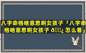 八字命格啥意思啊女孩子「八字命格啥意思啊女孩子 🌿 怎么看」